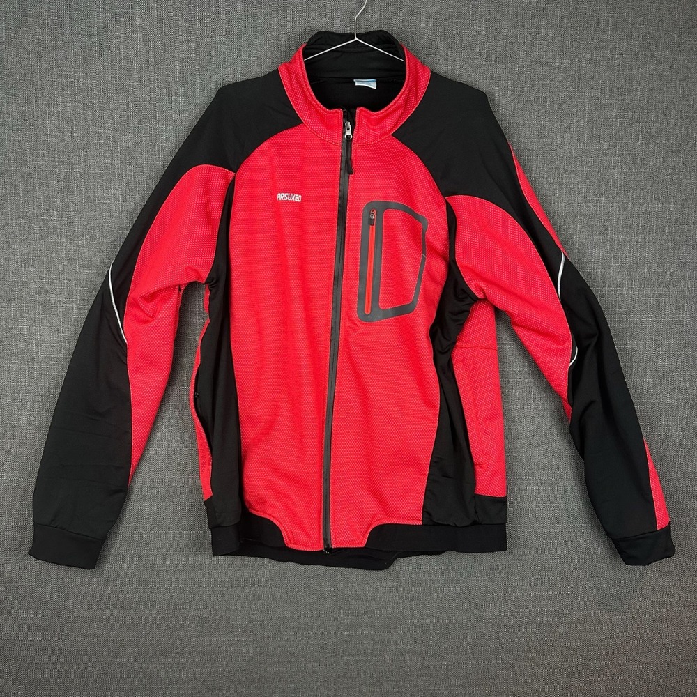 ARSUXEO XXL Track Jacket‎ Full Zip Activewear Running Red Black
